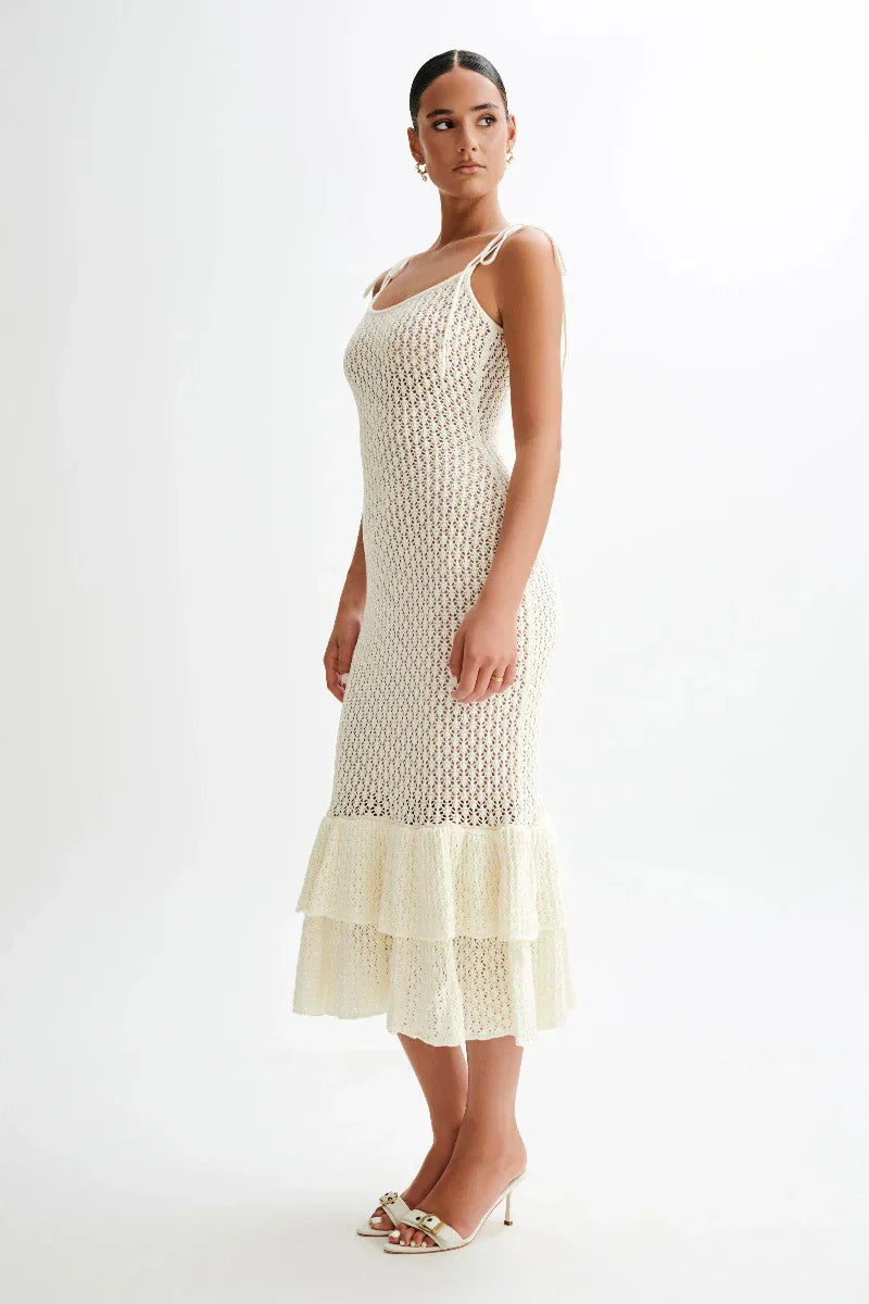 Rouge Valencia Knitted Fishtail Midi Dress