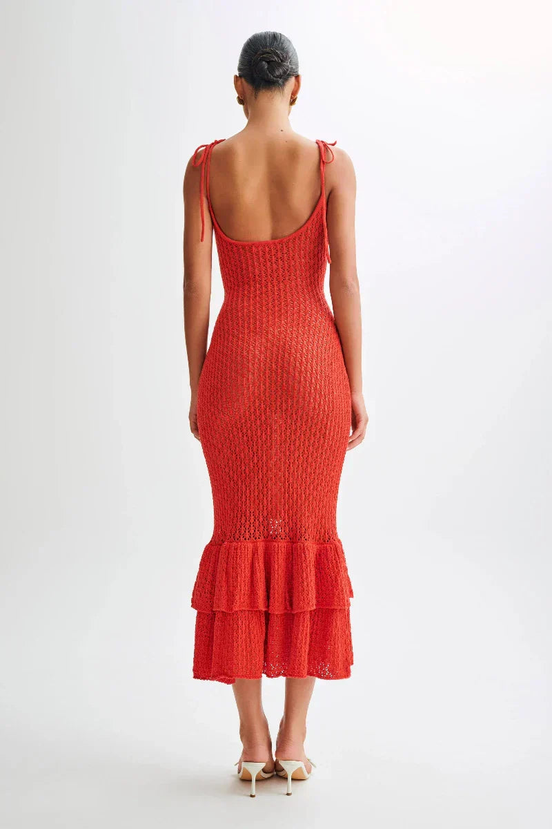 Rouge Valencia Knitted Fishtail Midi Dress