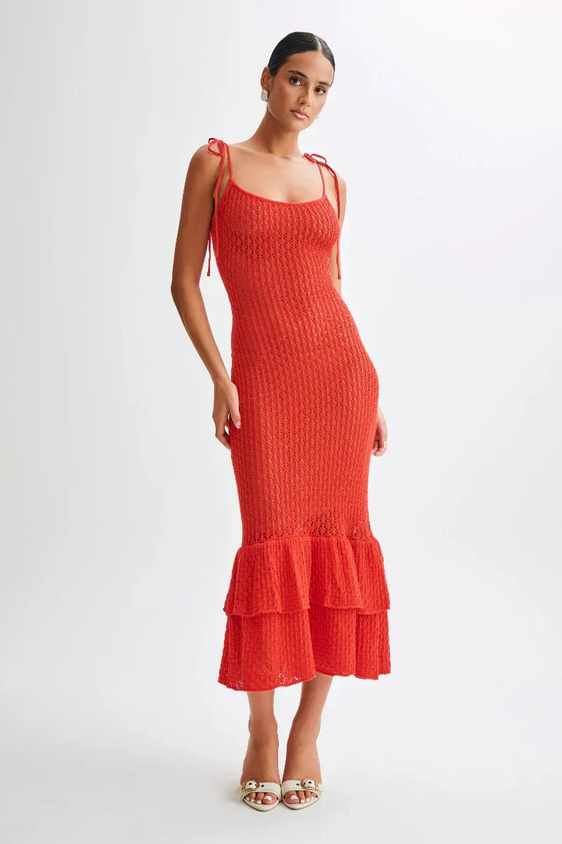 Rouge Valencia Knitted Fishtail Midi Dress