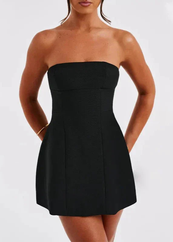 Black Strapless Tube Top Mini Dress