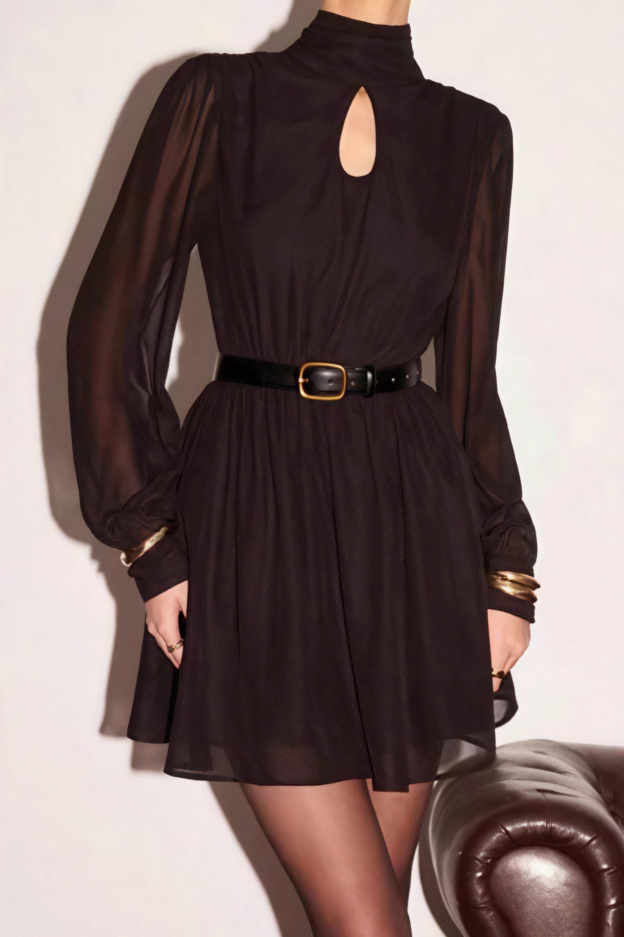 Long Backless Sleeve Mini Dress
