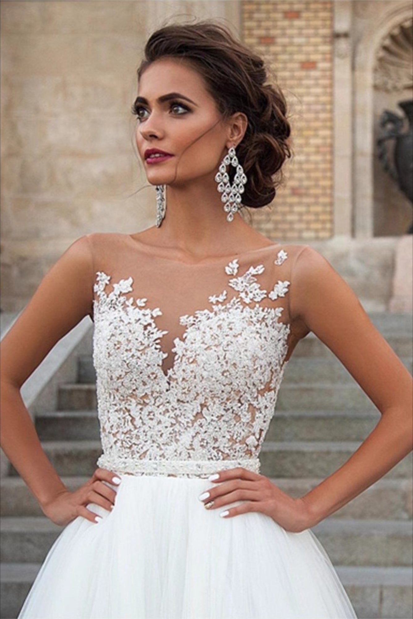 Graceful Minimalist Lace Wedding Dress