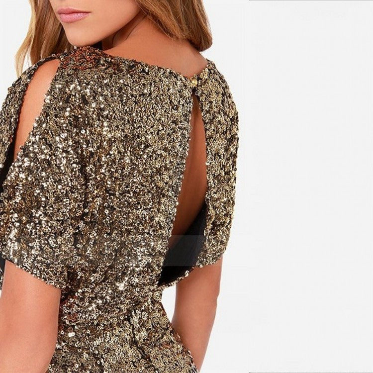 Sequin Tabloid Cut Out Shift Dress Silver FINAL
