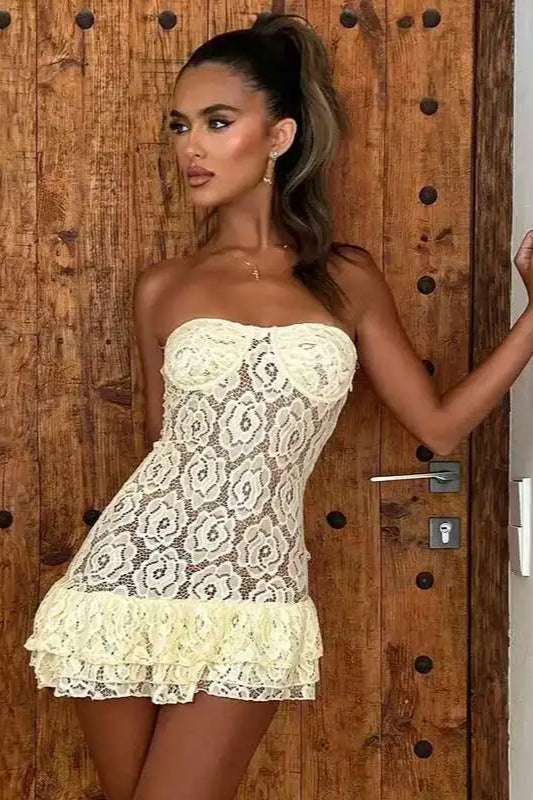 Strapless Lace Mini Dress