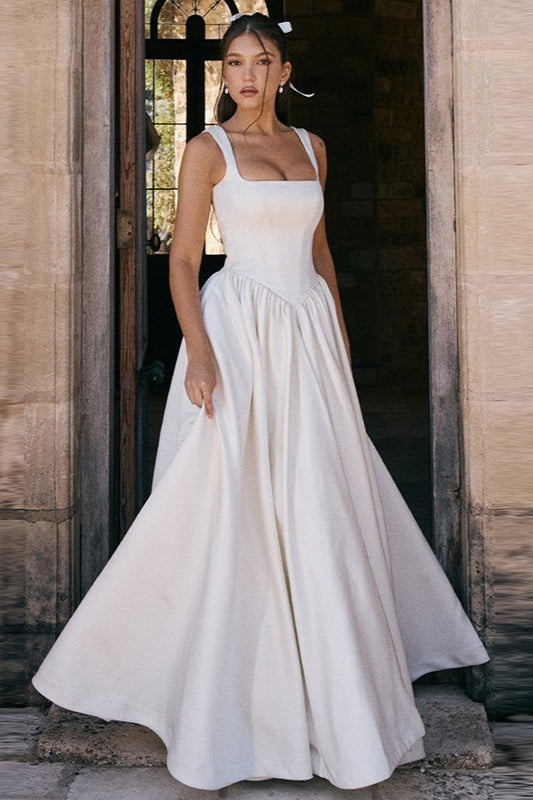 Graceful Solid A Line Long Prom Dress