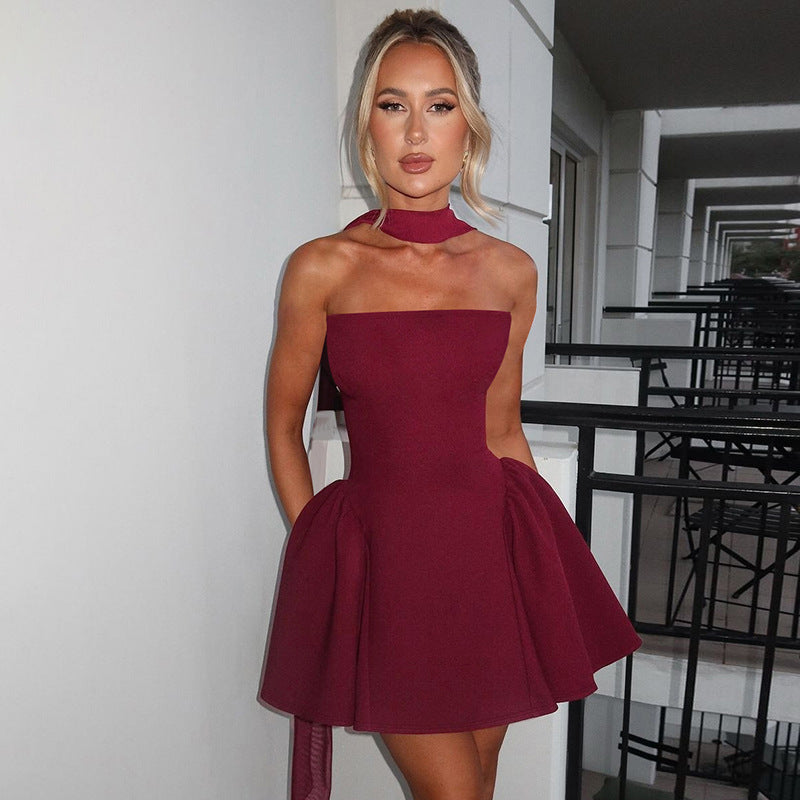 Mini Skylene Dress Maroon