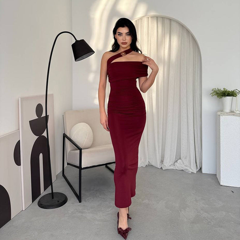 Midi Horres Dress Maroon