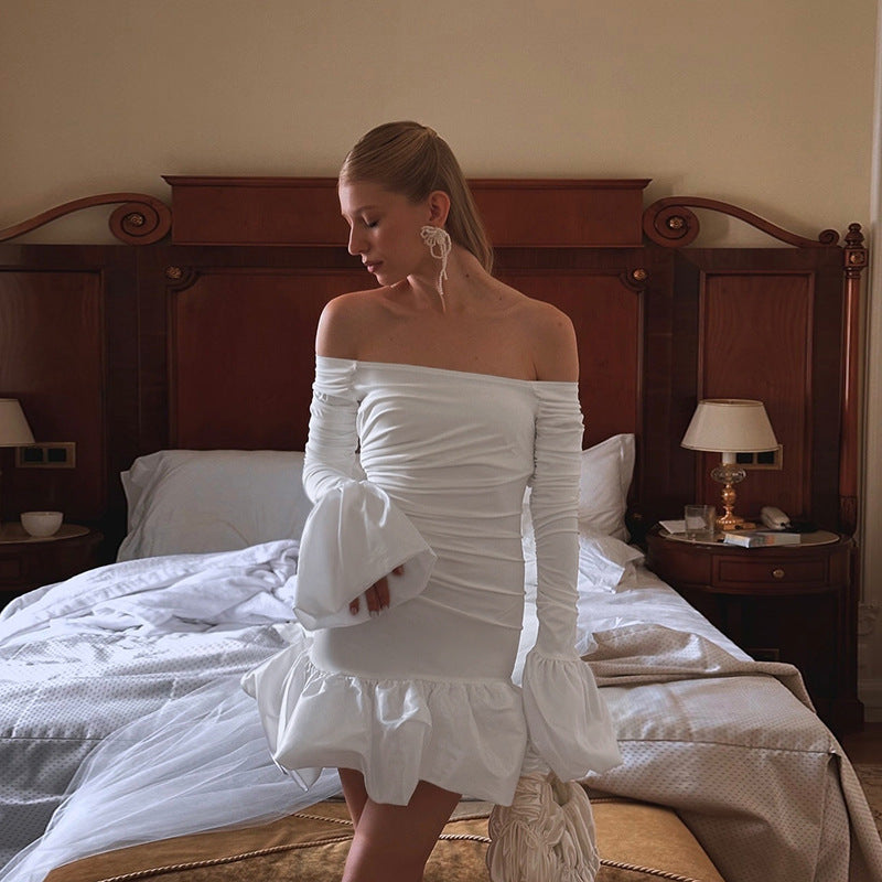 Off Frostene Shoulder Mini Dress White