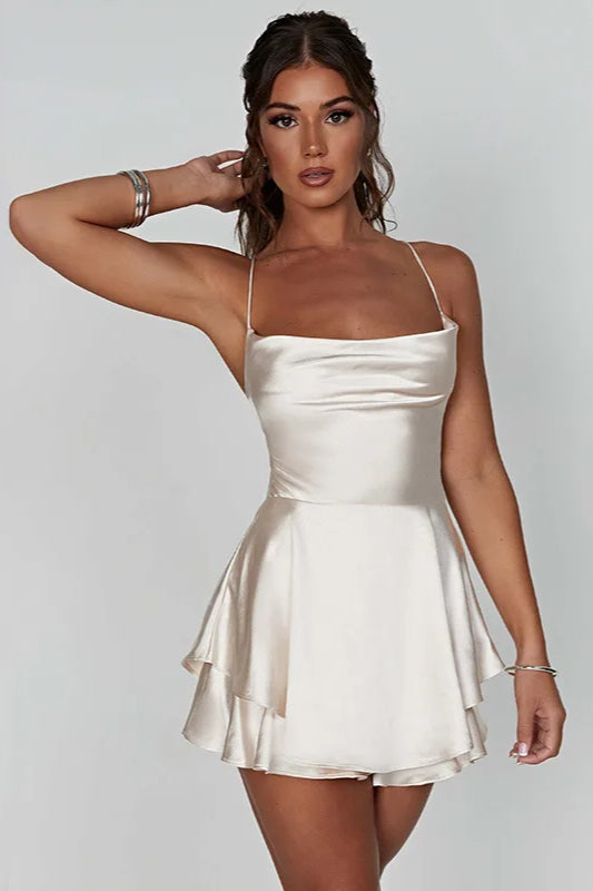 Crisscross Satin Mini Dress