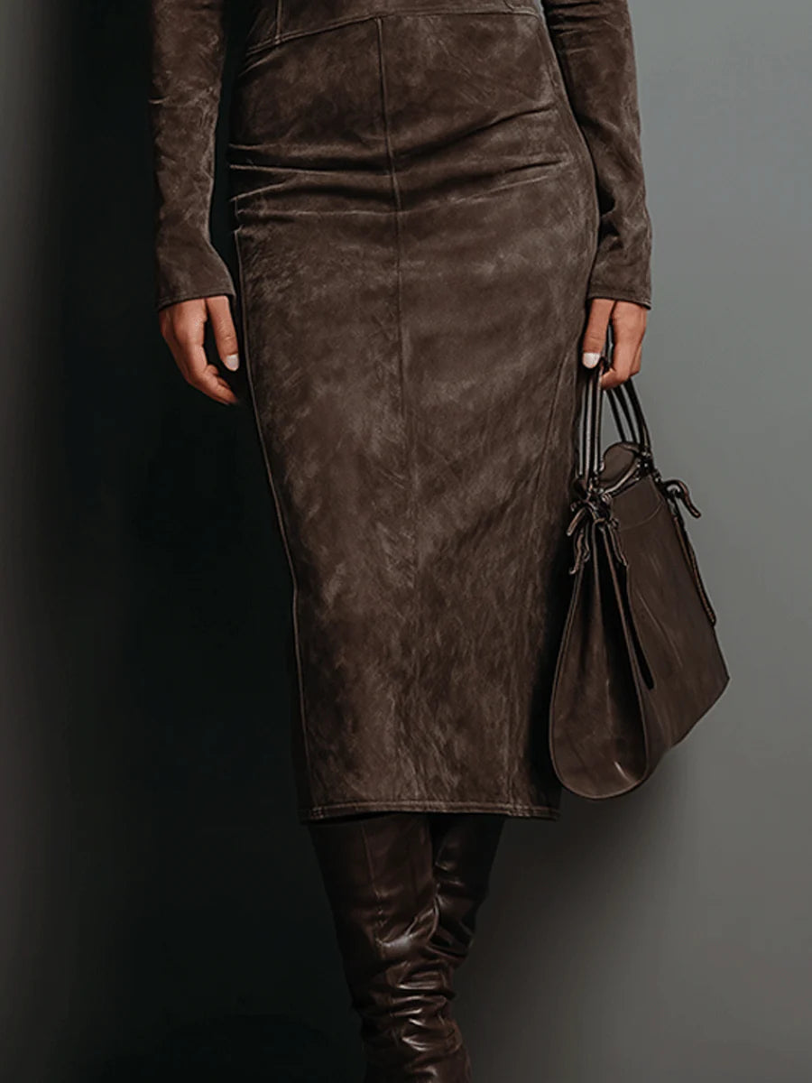 | Ava Suede Midi Dress