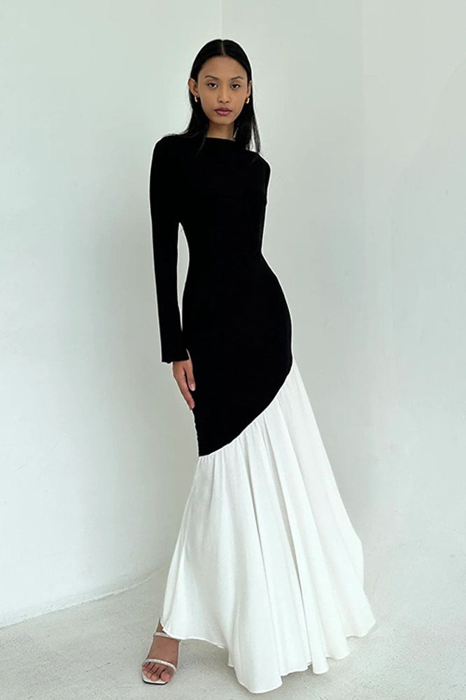Bodycon Edition Ruched Patchwork Maxi Dress