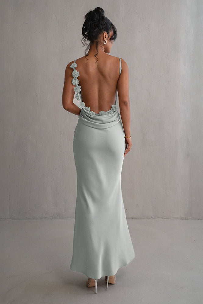 Satin Cami Backless Chic Slim Fit Prom Dress