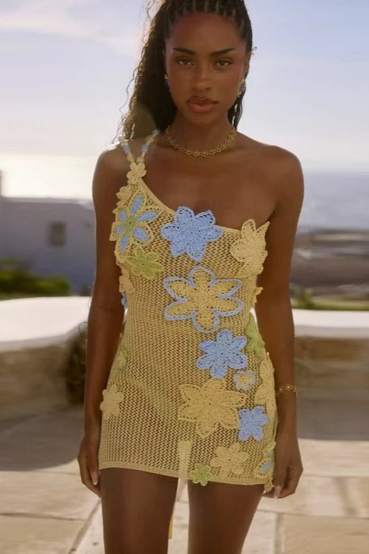 Hollow Crochet Out Mini Dress