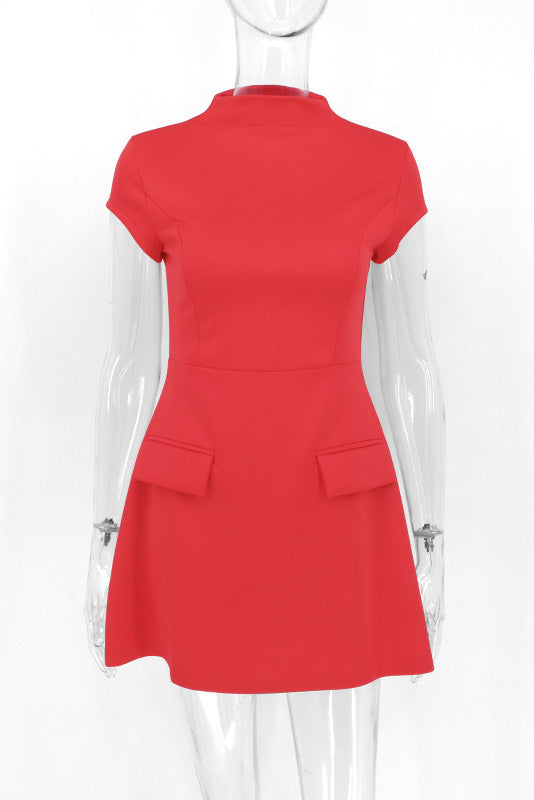 Minimalist Yasmina Mini Dress Red Chic Silhouette Collection