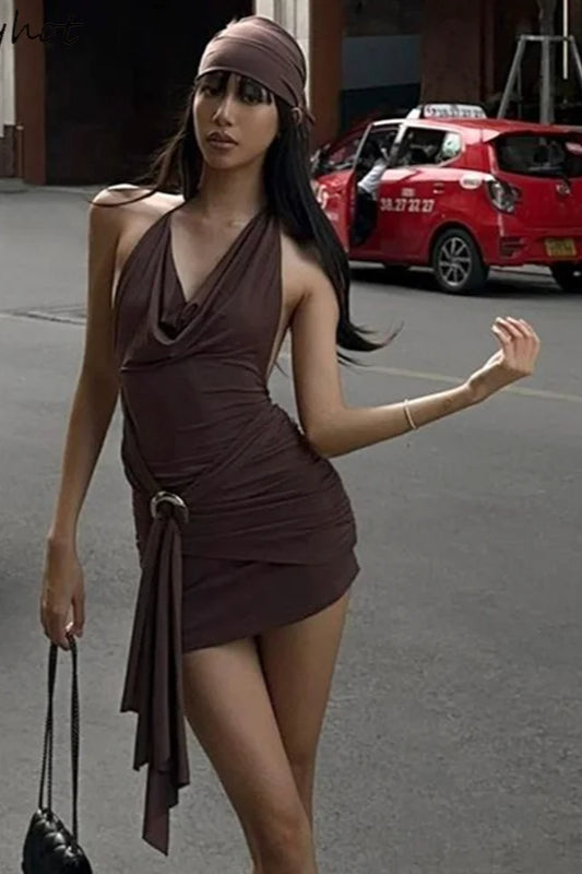 Cut Low Backless Mini Dress