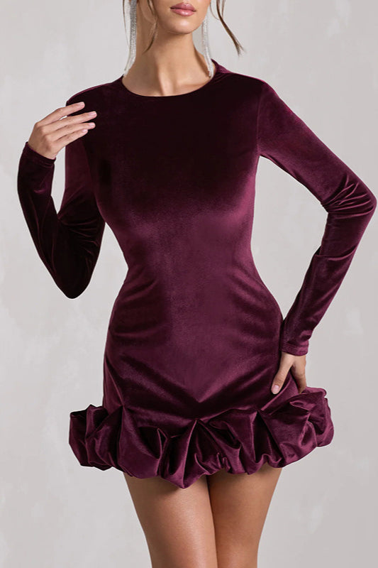 Crew Velvet Neck Ruched Midi Dress