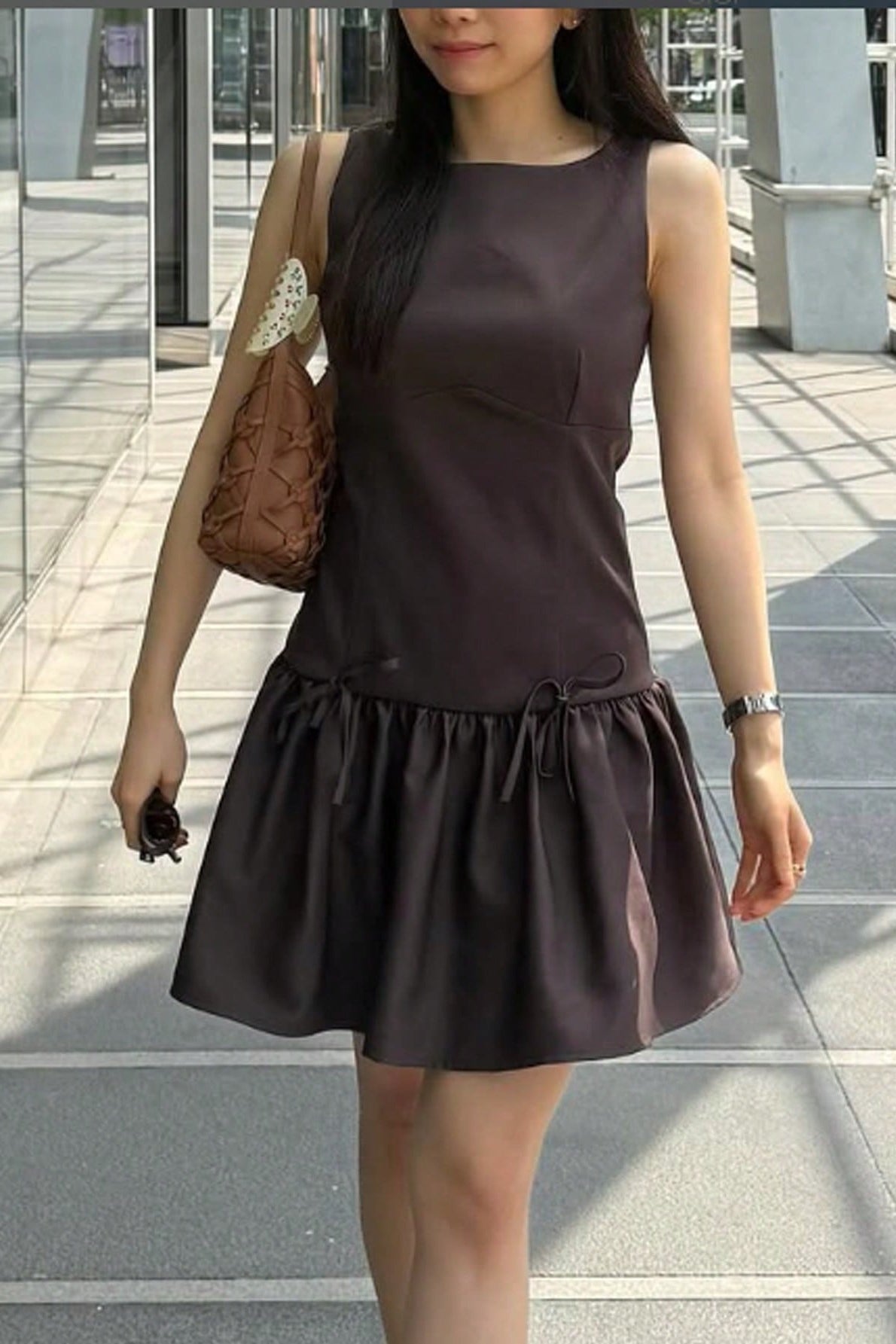 Detail Bow Sleeveless Mini Dress