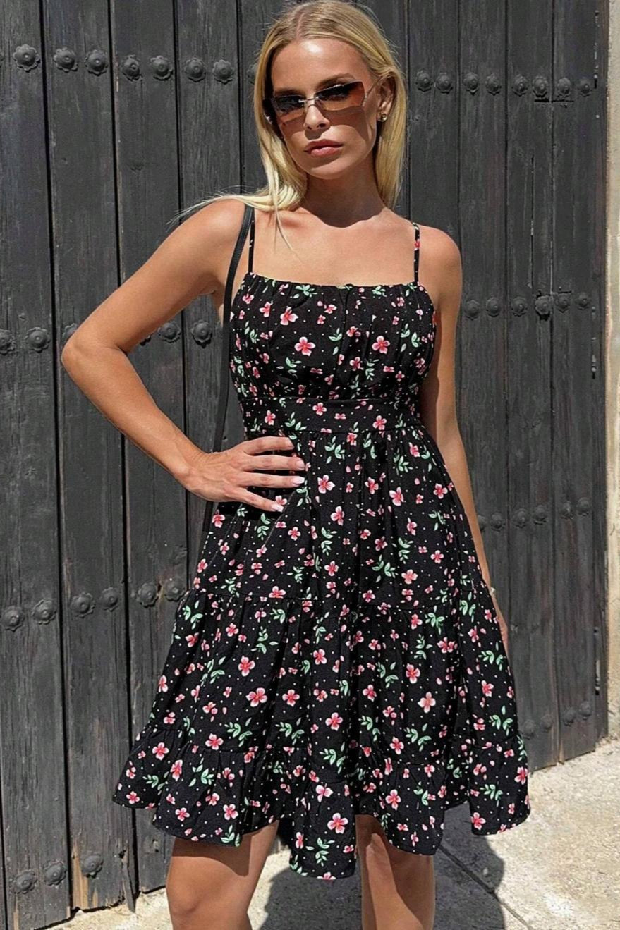 Bloom Smocked Spaghetti Strap Mini Dress