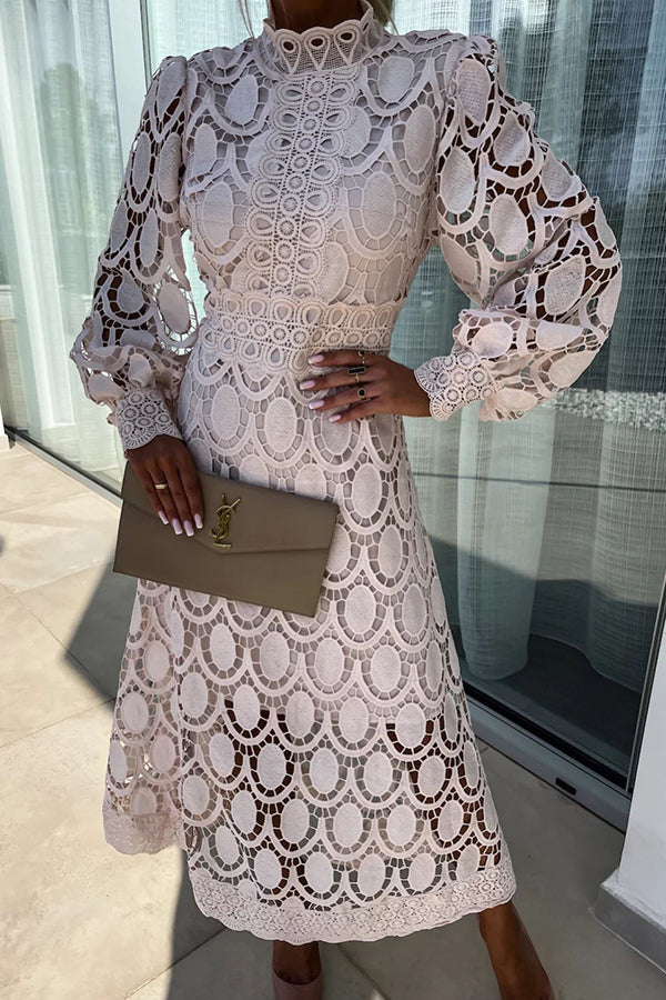 Luxe Rebecca Crochet Midi Dress Designer Edit