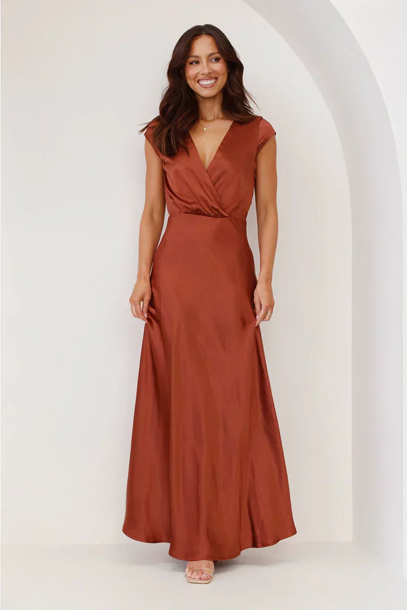 Lucrecia Elevated Maxi Dress Rust Premium Wardrobe Essential