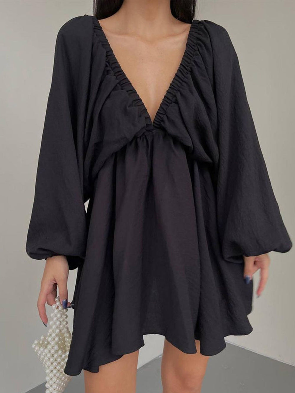 Plunge Woven Skater Mini Dress