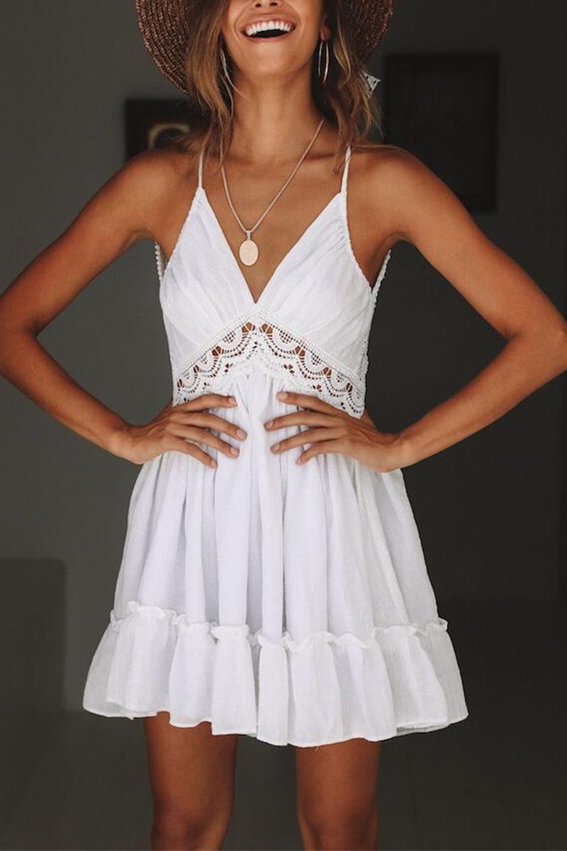 Alida Boutique Laidback Sleeveless Backless Lace Mini Dress Elevated Occasion Wear