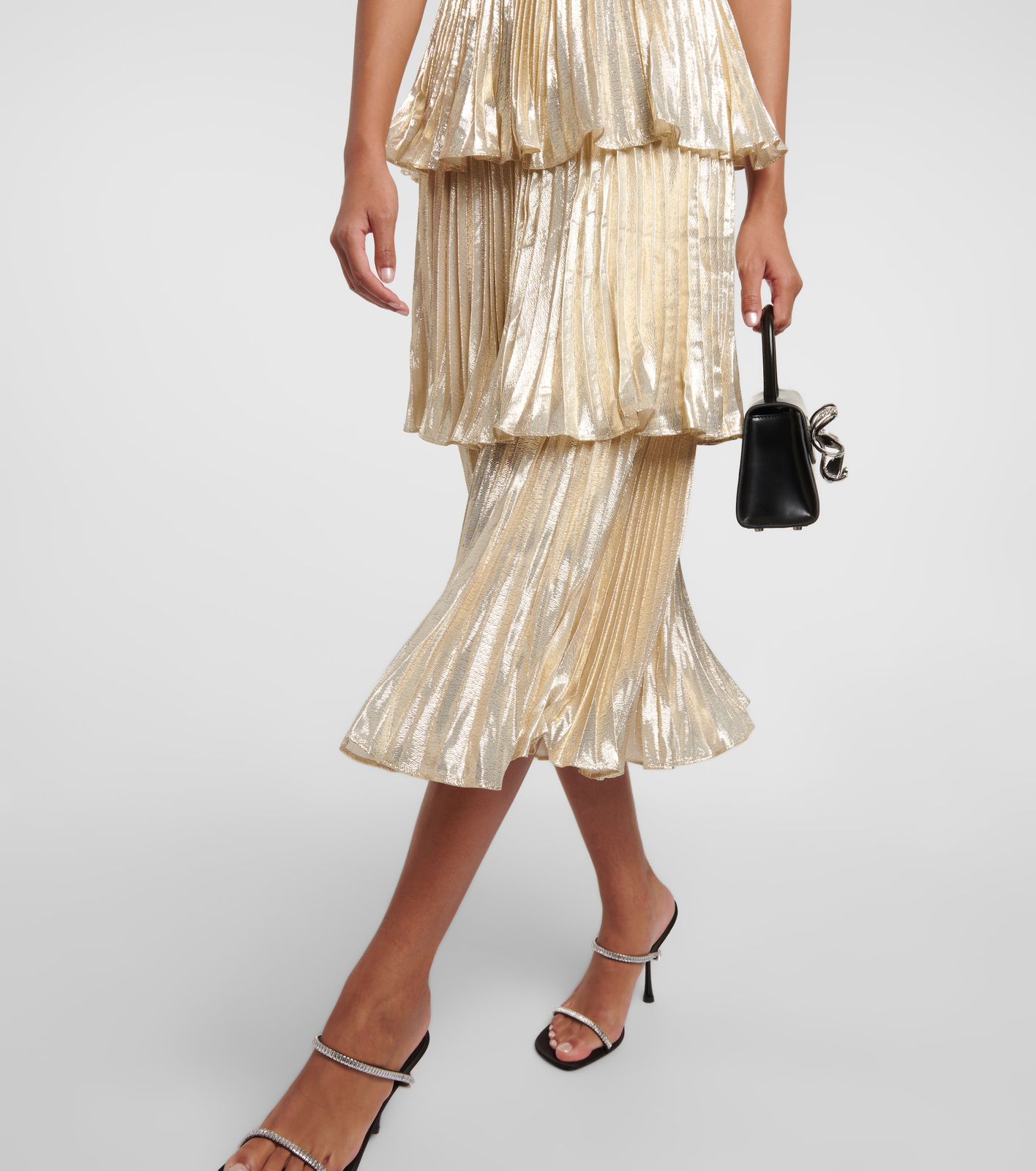 Ruffle Party Midi Dress Champagne