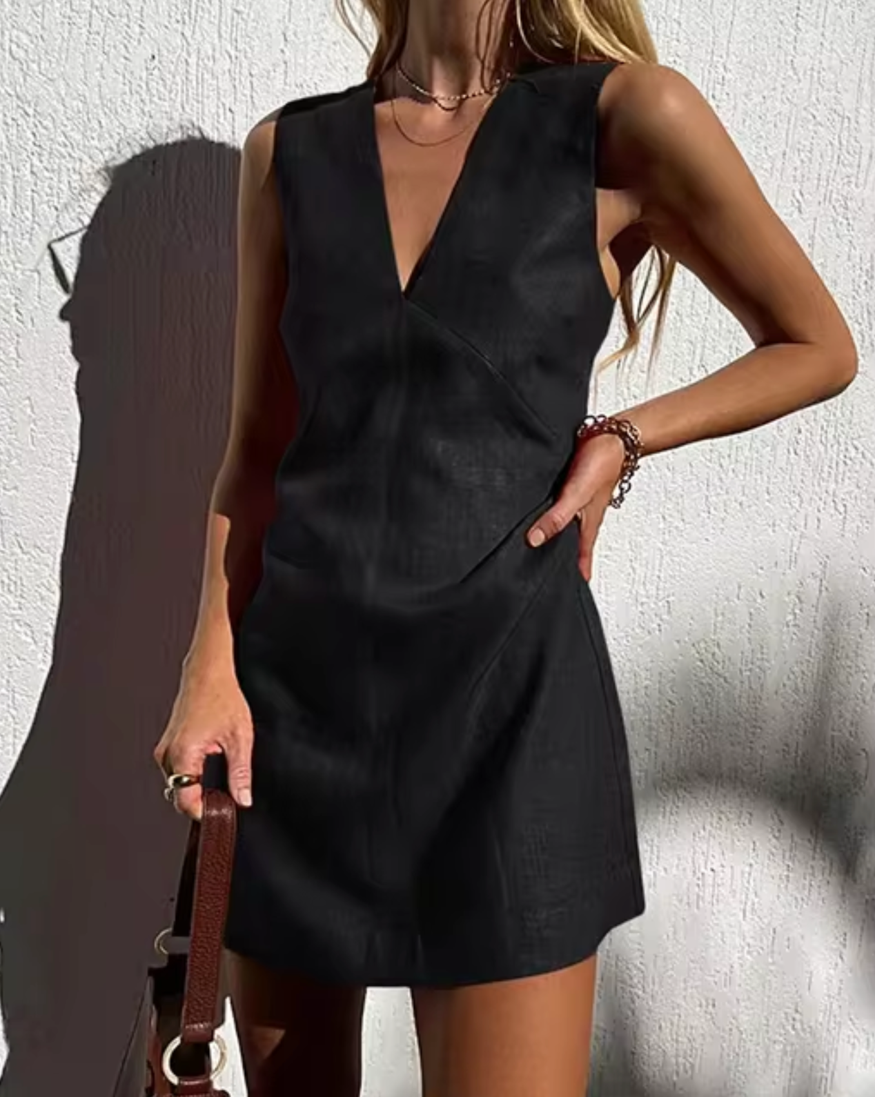 Minimalist Angelina Sleeveless Linen Mini Dress Boutique Collection