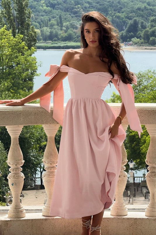 OffShoulder Edition TieFront Maxi Party Dress