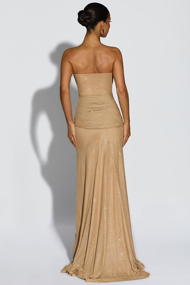 Sexy Graceful Tube Off Shoulder Silver Prom Dress