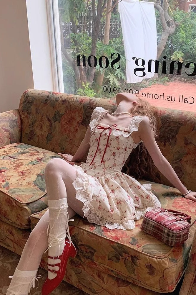 Flower Lace Up Corset Mini Dress