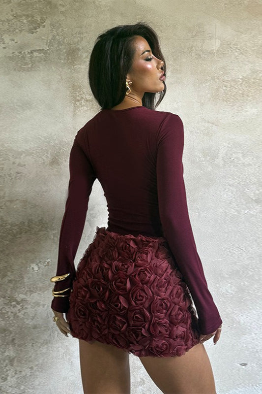 Long Sleeve Botanical Mini Dress