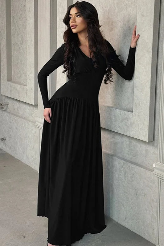 Alluring Fashion High Waist V Neck Maxi Dress