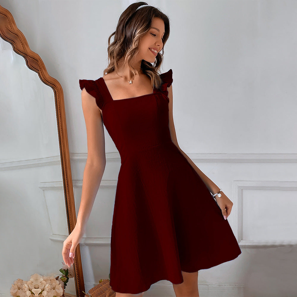 Mini Sleeveless Dress with Ruffle Tieback