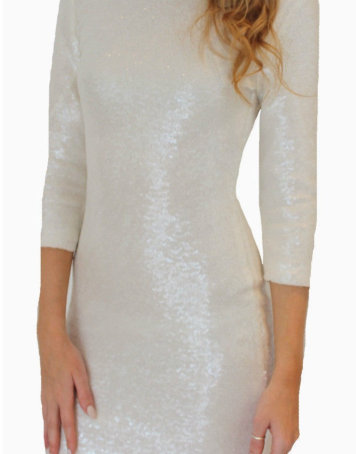 Padded Vinci Sequin Mini Dress Cream