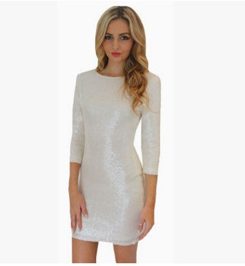 Padded Vinci Sequin Mini Dress Cream
