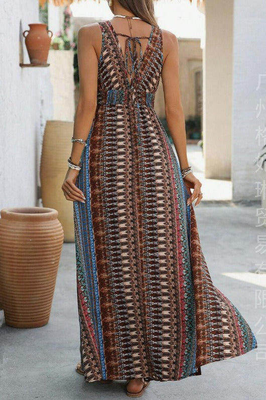 Chic Edition V Neck Maxi Boho Dress
