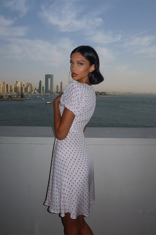 Dot Polka BowDetail Mini Dress