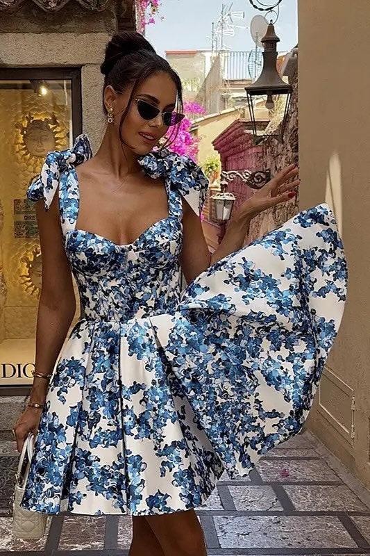 Capri Bloom Bloom Bow Tie Mini Dress