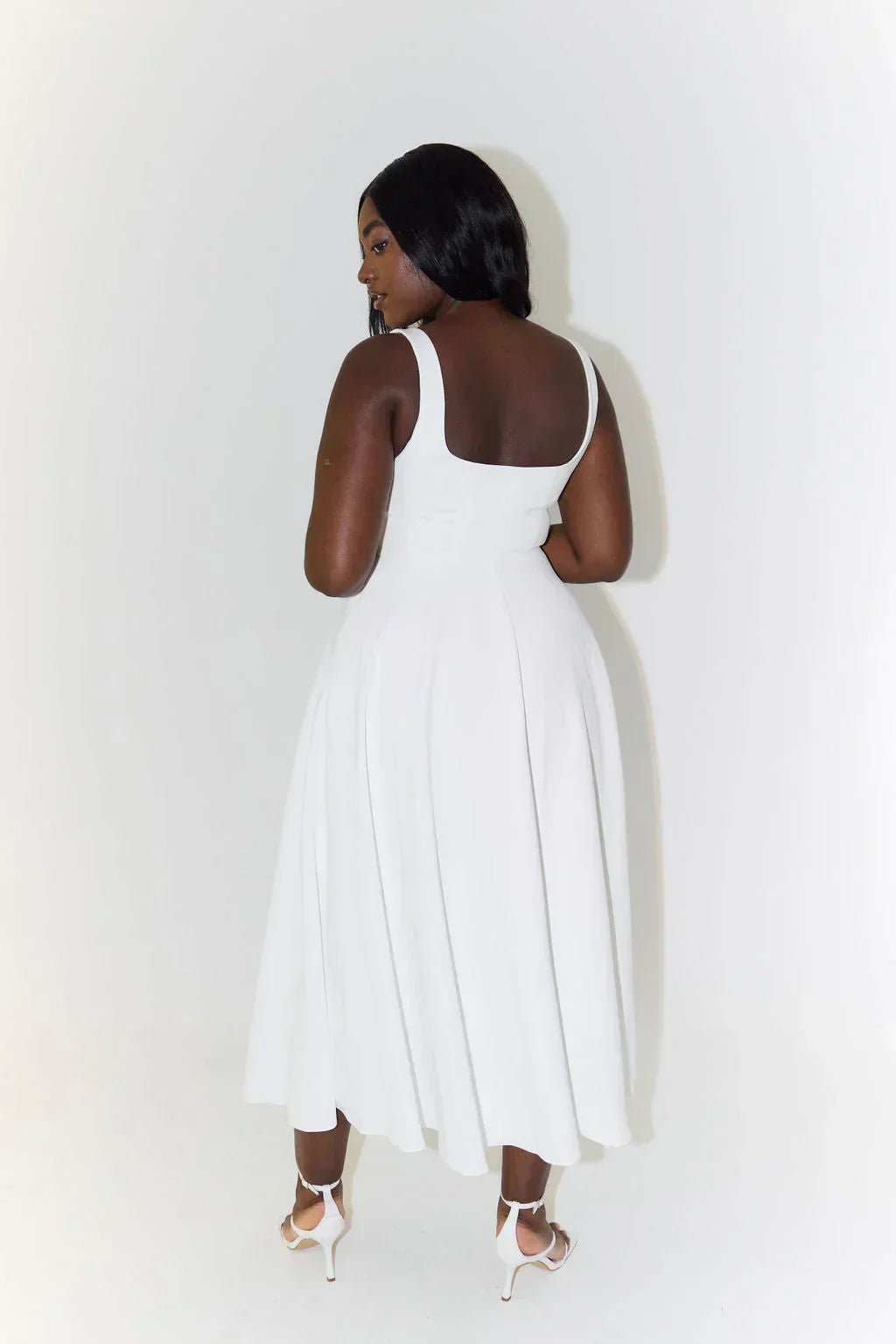 Charm Celeste Square Neck Midi Dress