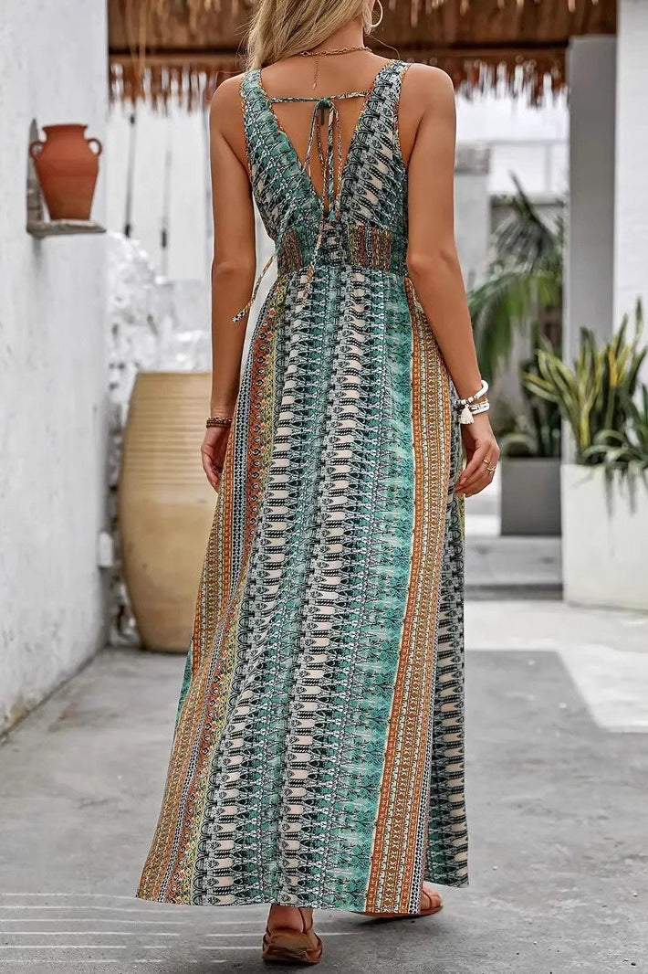 Chic Edition V Neck Maxi Boho Dress