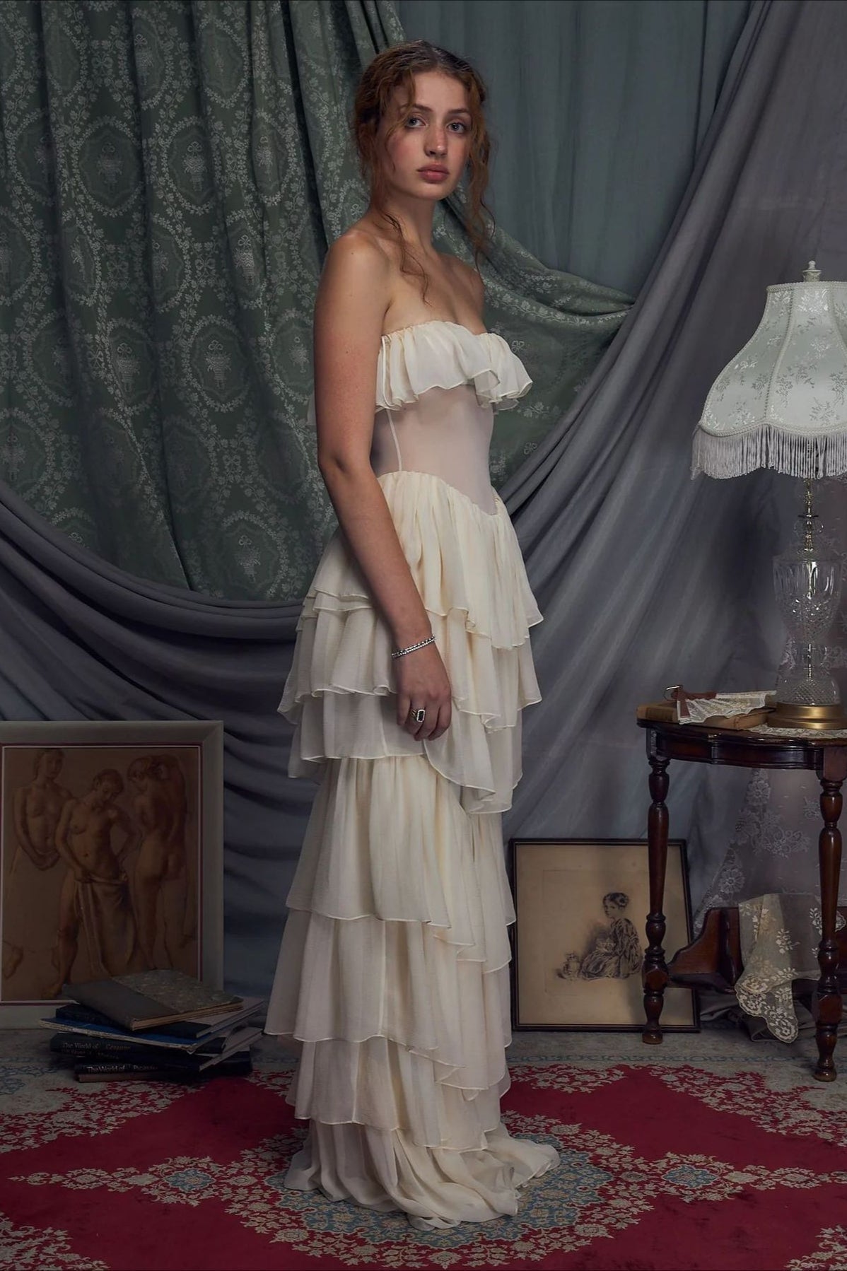 Tiered Chiffon Corset Mermaid Hem Prom Dress