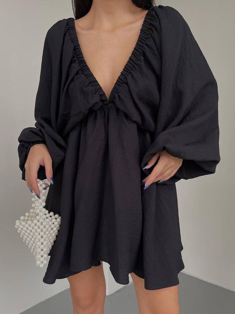 Plunge Woven Skater Mini Dress