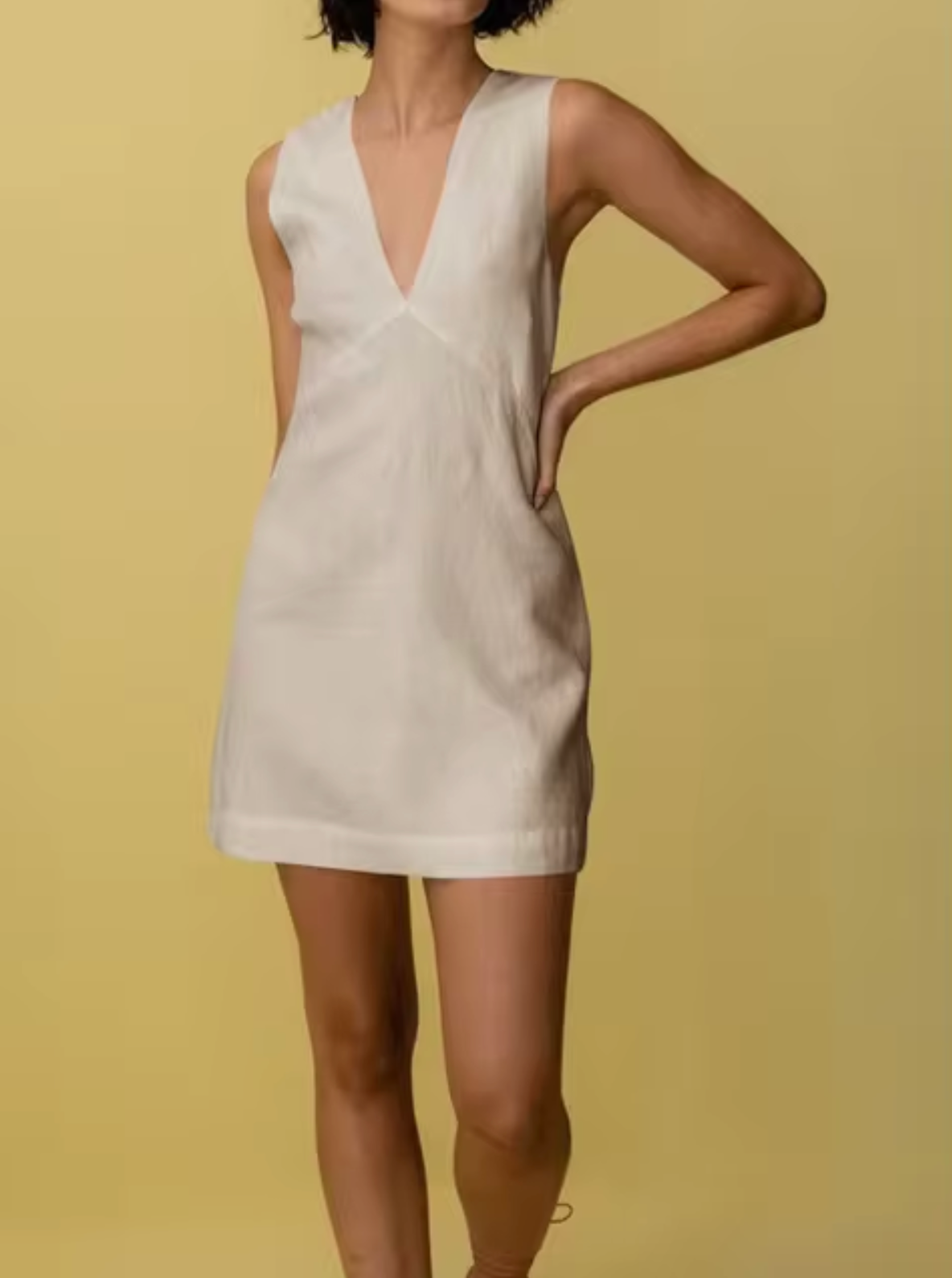 Minimalist Angelina Sleeveless Linen Mini Dress Boutique Collection