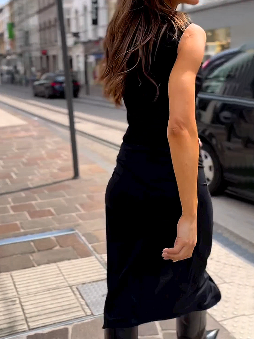 Neck Round Sleeveless Tie Solid Color Dress