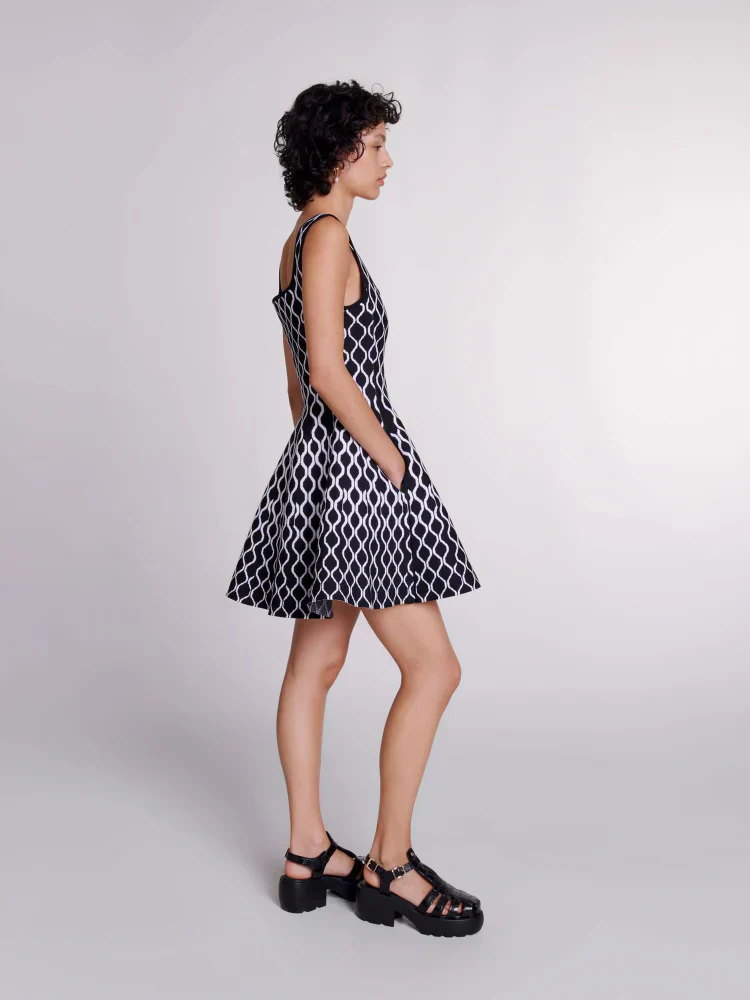 Abstract Mona Print Square Neck Mini Knit Dress