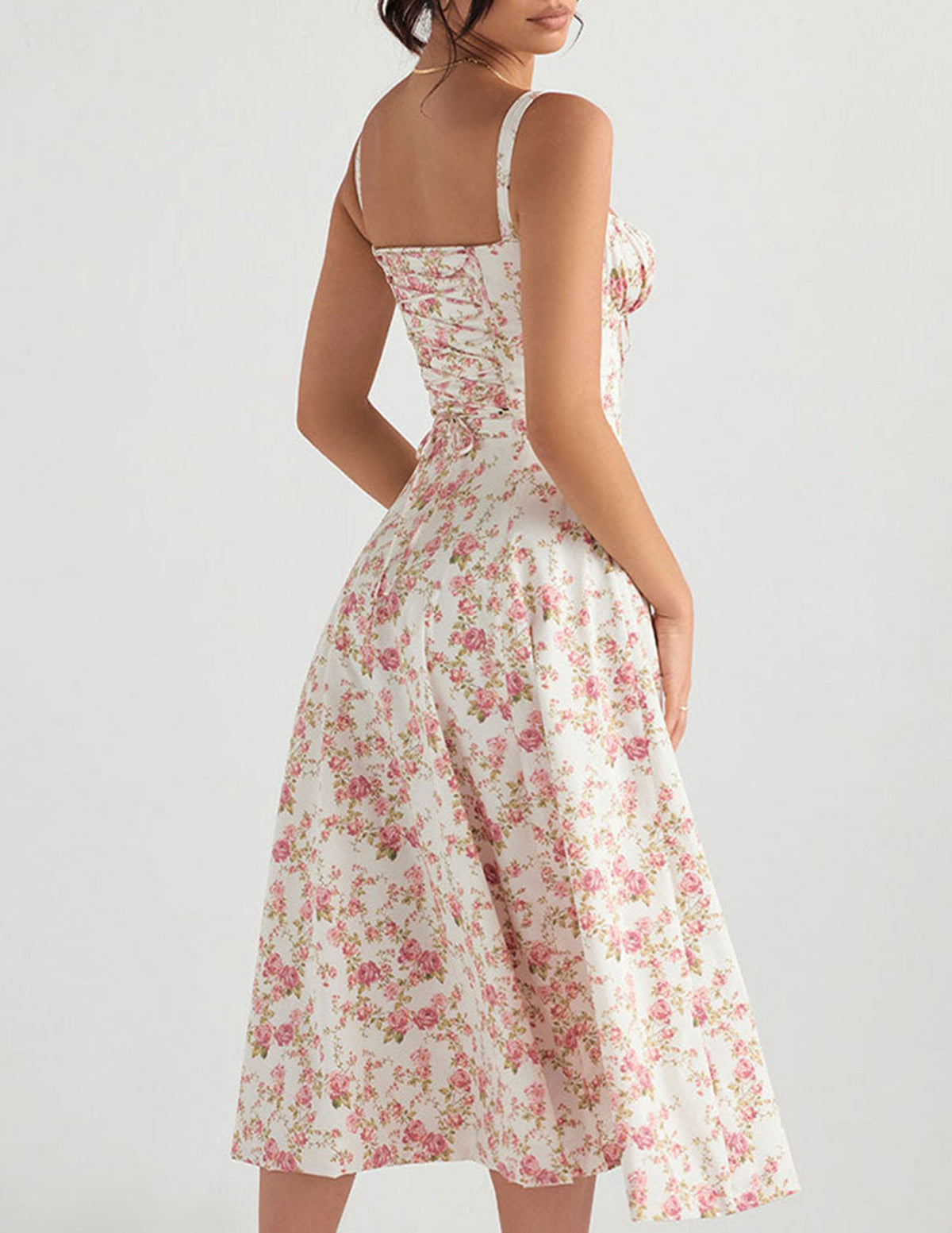 Print Rose Herringbone Slip Dress