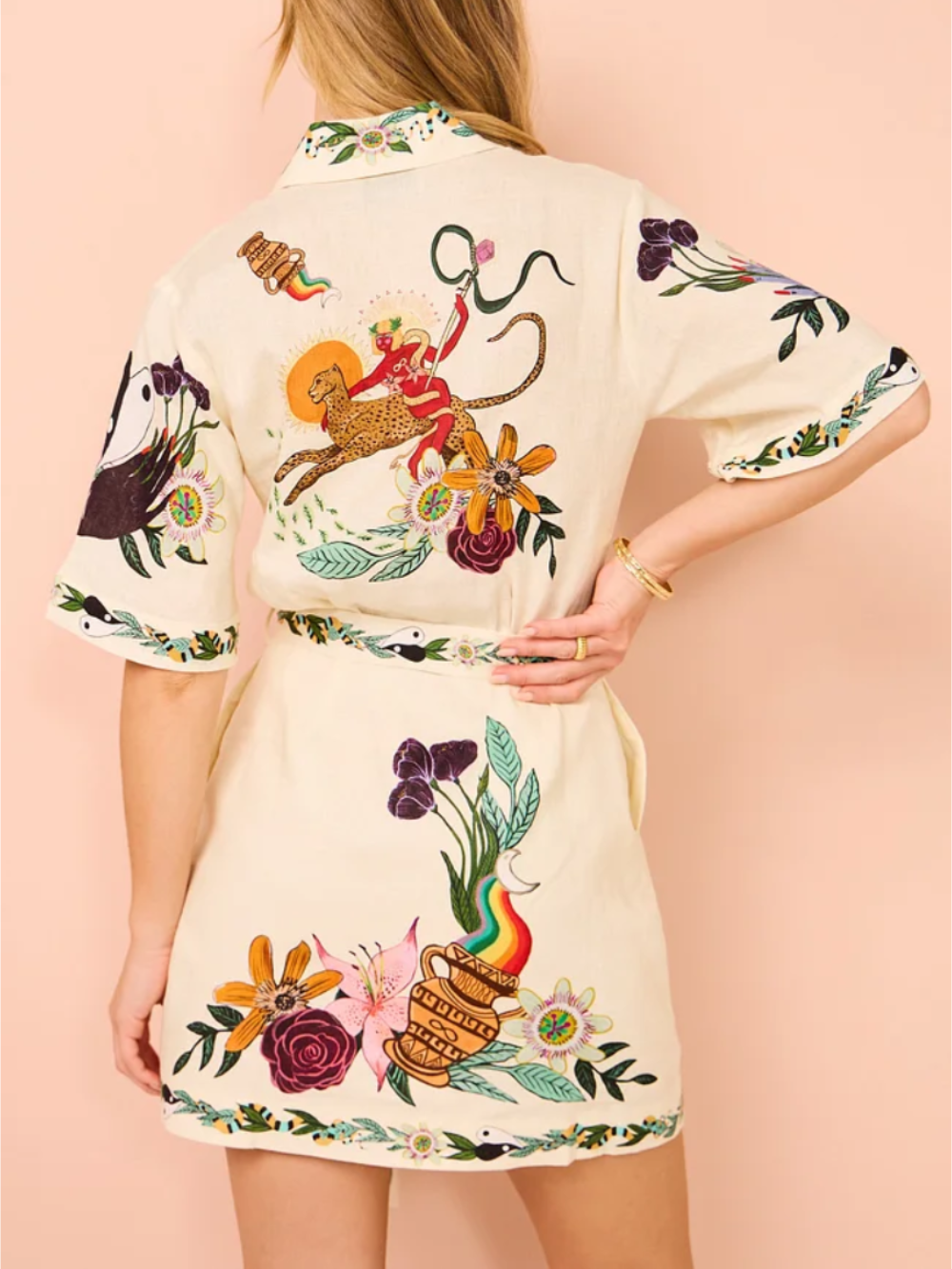 Contemporary Sophisticated Feel Satin Unique Print Mini Dress