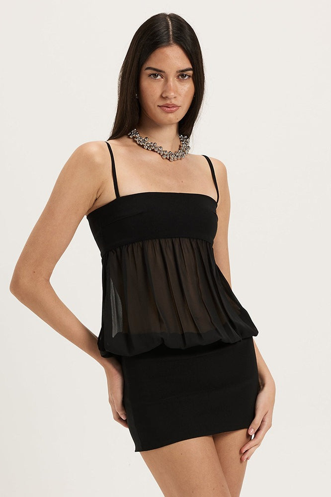 Chiffon Sheer Strapless Mini Dress