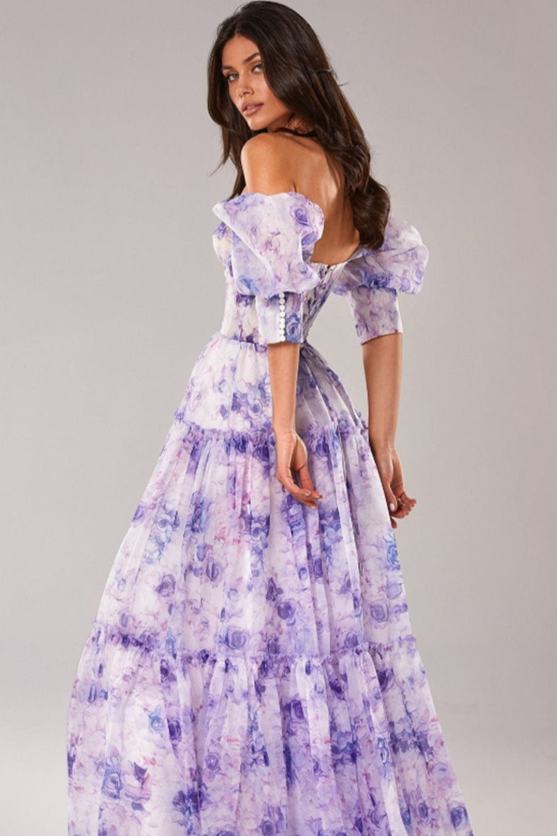 Off Shoulder Flowy Graceful Long Prom Dress